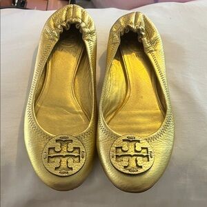 Tory Burch Metallic Gold Flats